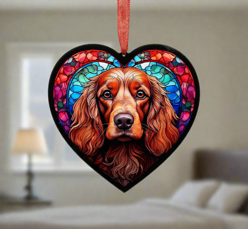 Cocker Spaniel Stained Glass Effect Heart Suncatcher
